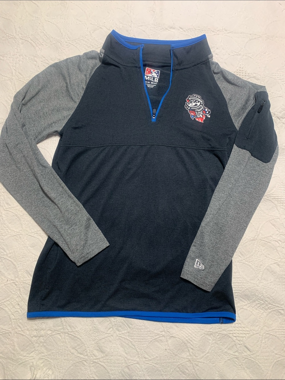 New Era Minor League baseball Navy /Gray Kids 1/4 Zip Pullover with Blue Trim